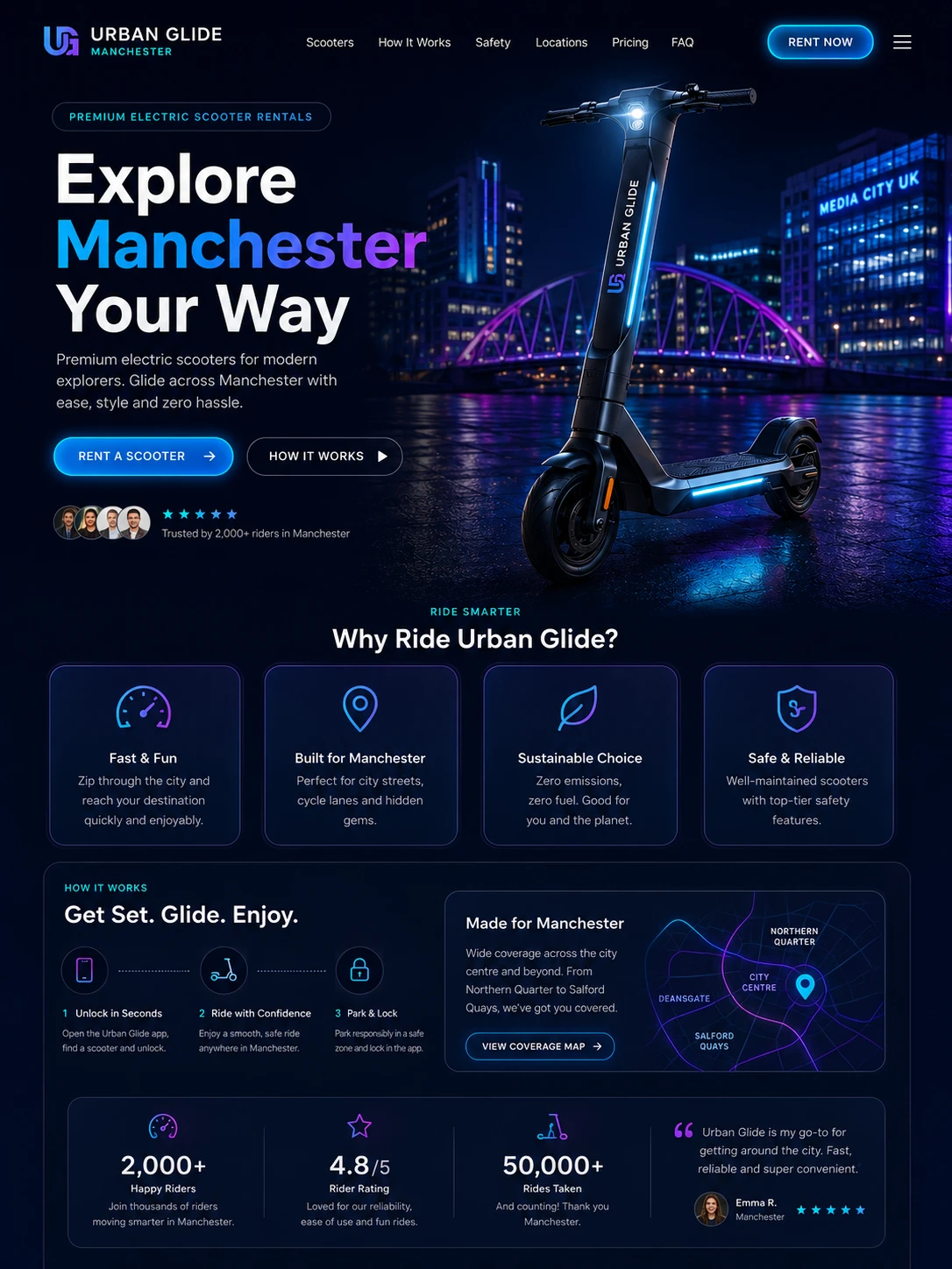 Premium scooter rental website design