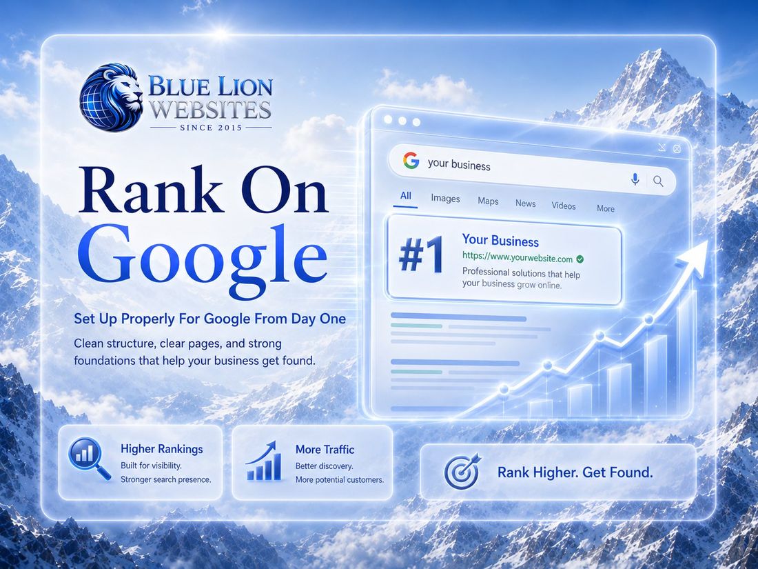 Blue Lion rank on Google visual showing business result in top search position